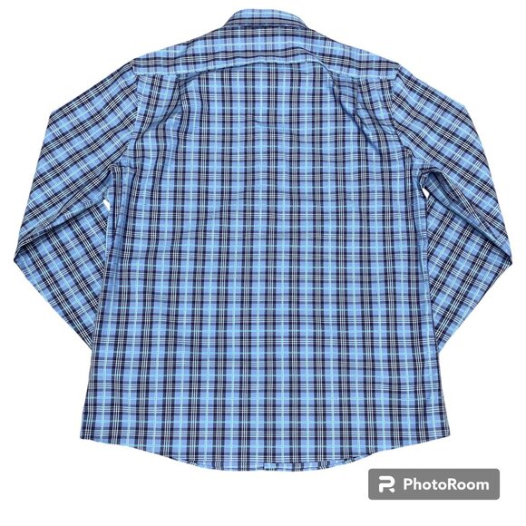 Men's TOMMY HILFIGER Slim Fit Blue Plaid Button-down Dress Shirt-‎ Size L - Picture 2 of 10